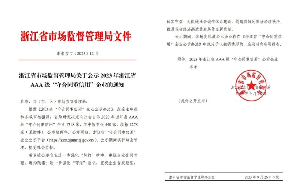 开云online(中国)喜获AAA级“守合同重信用”企业荣誉称号